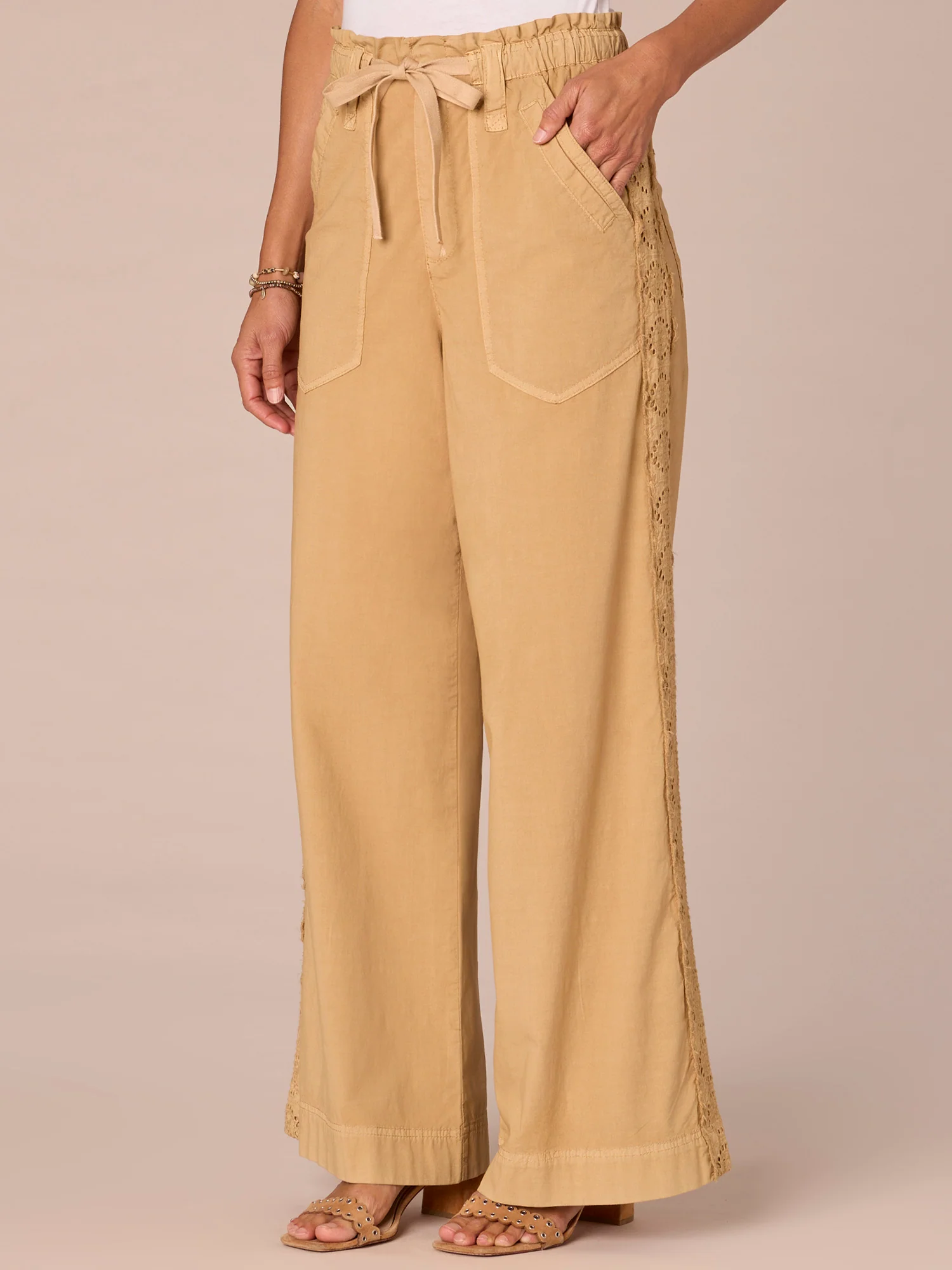 Skyrise Paper Bag Waist Utility Wide Leg Pants with Waist Tie - Legahigh