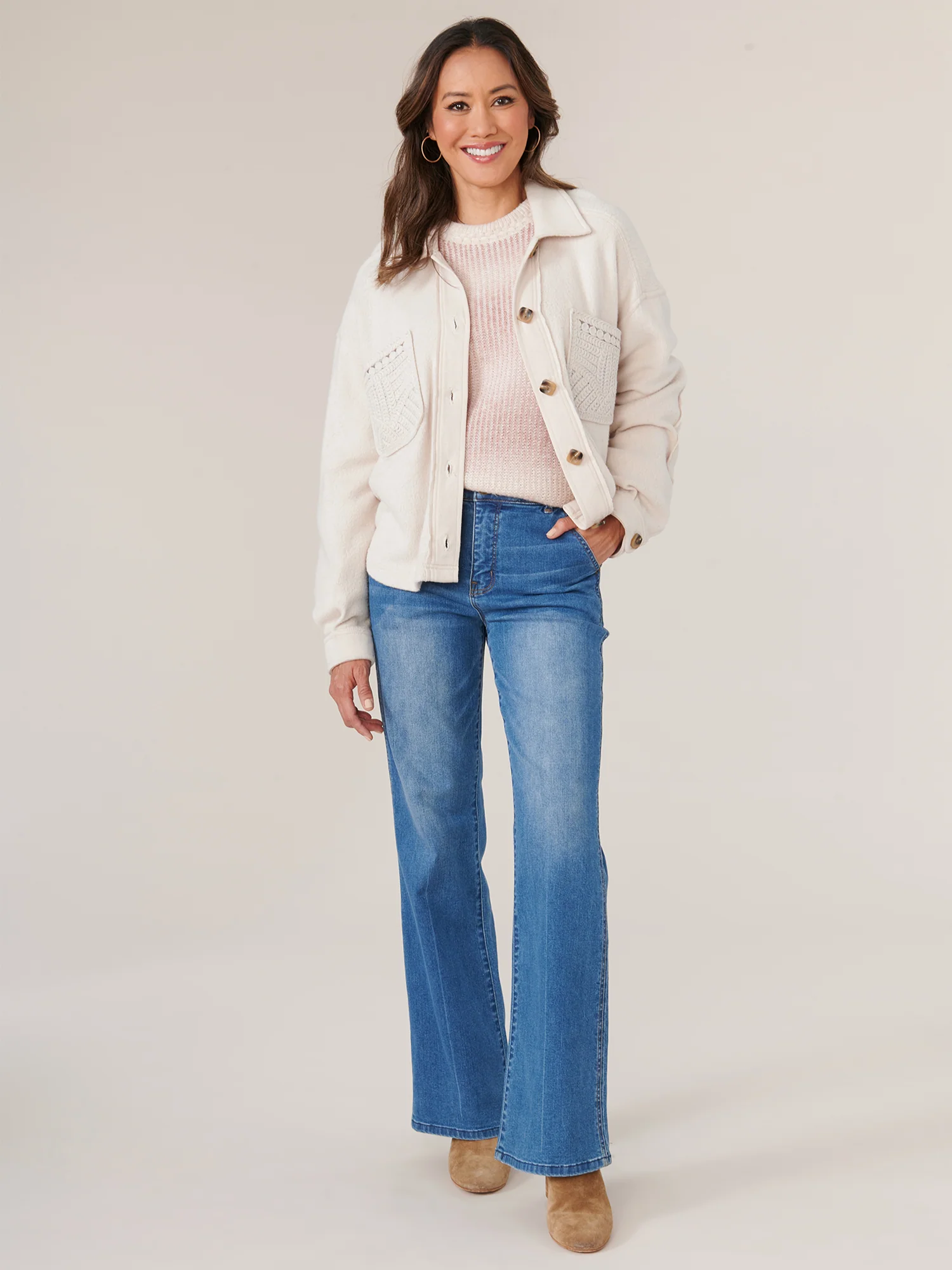 Long Sleeve Button Up Passimenterie Patch Pocket Cropped Jacket - Legahigh