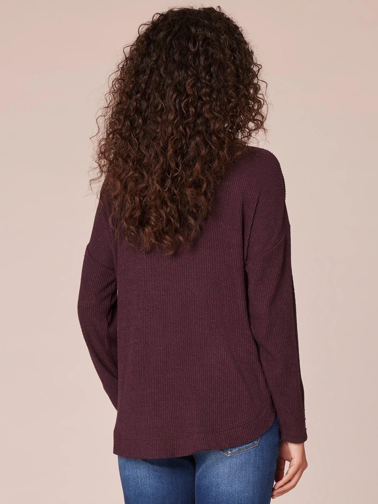 Long Sleeve Cowl Neck Petite Knit Tunic with Ribbon Detail - Legahigh