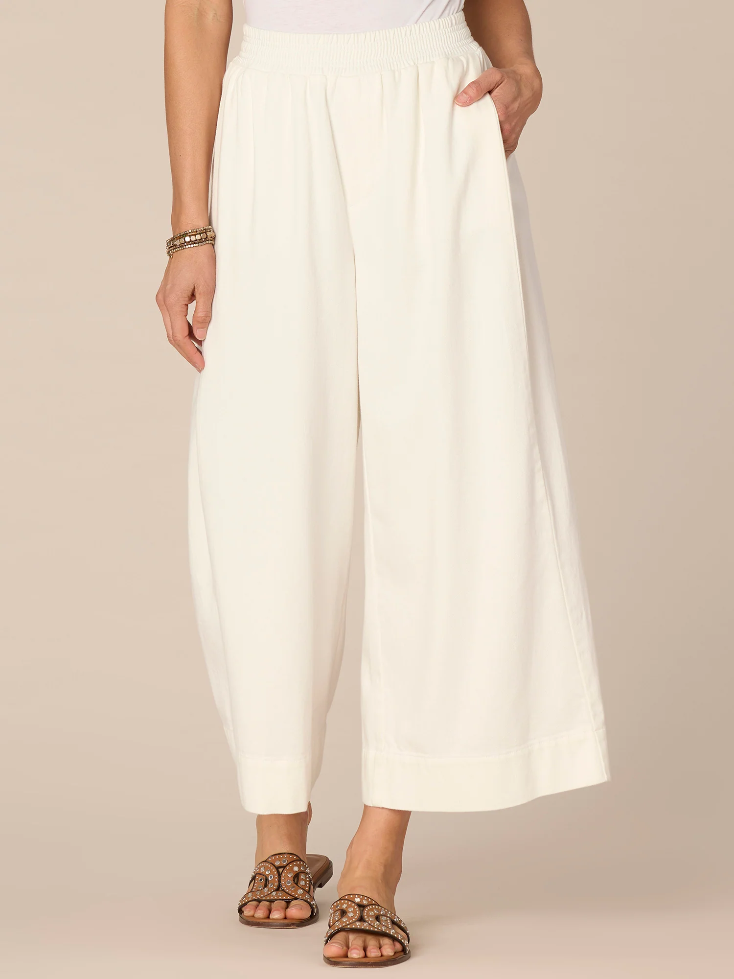 Skyrise Wide Leg Pleated Cropped Glider Pants - Legahigh