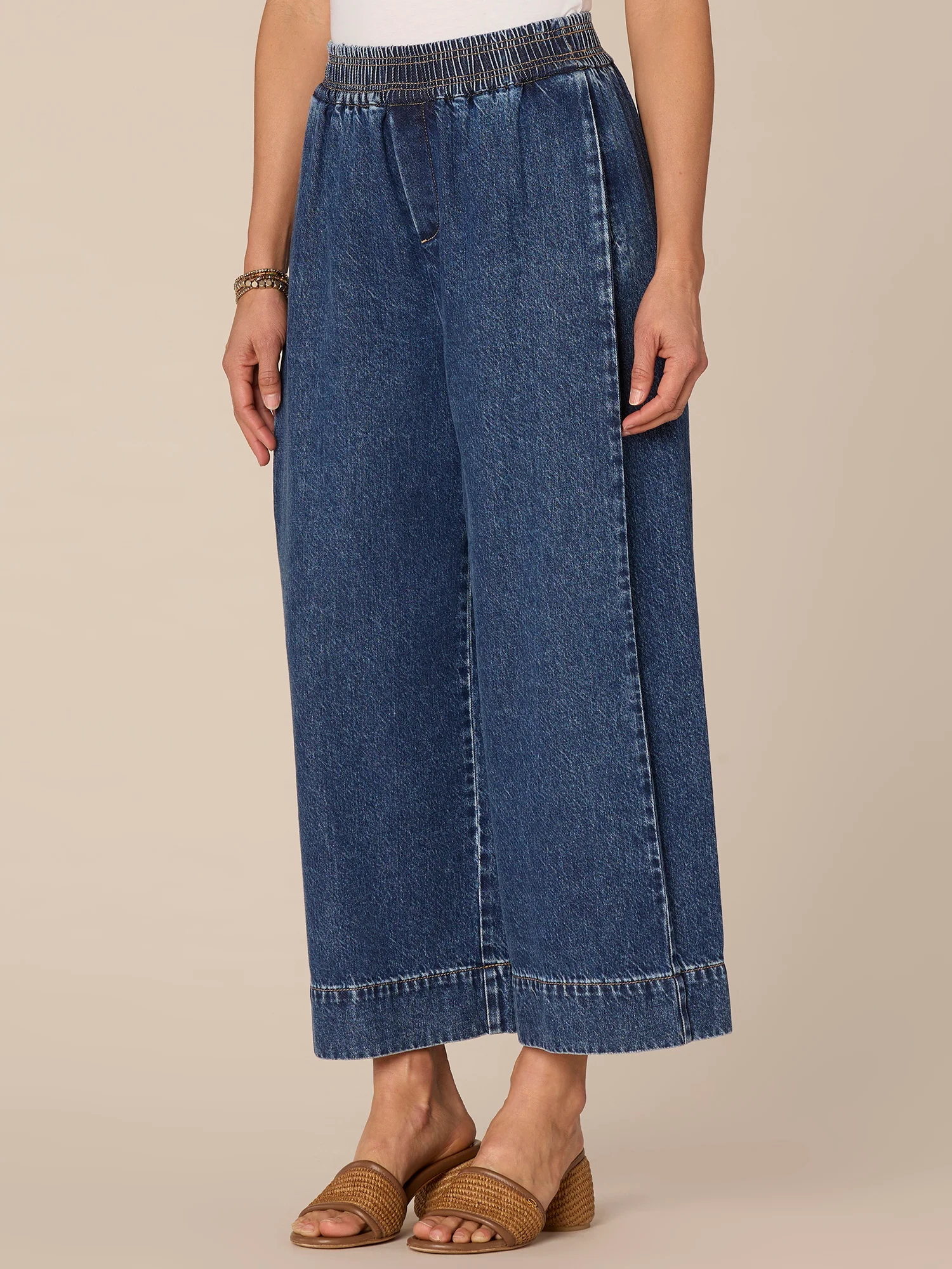 Skyrise Cropped Wide Glider Jeans with Pleating - Legahigh