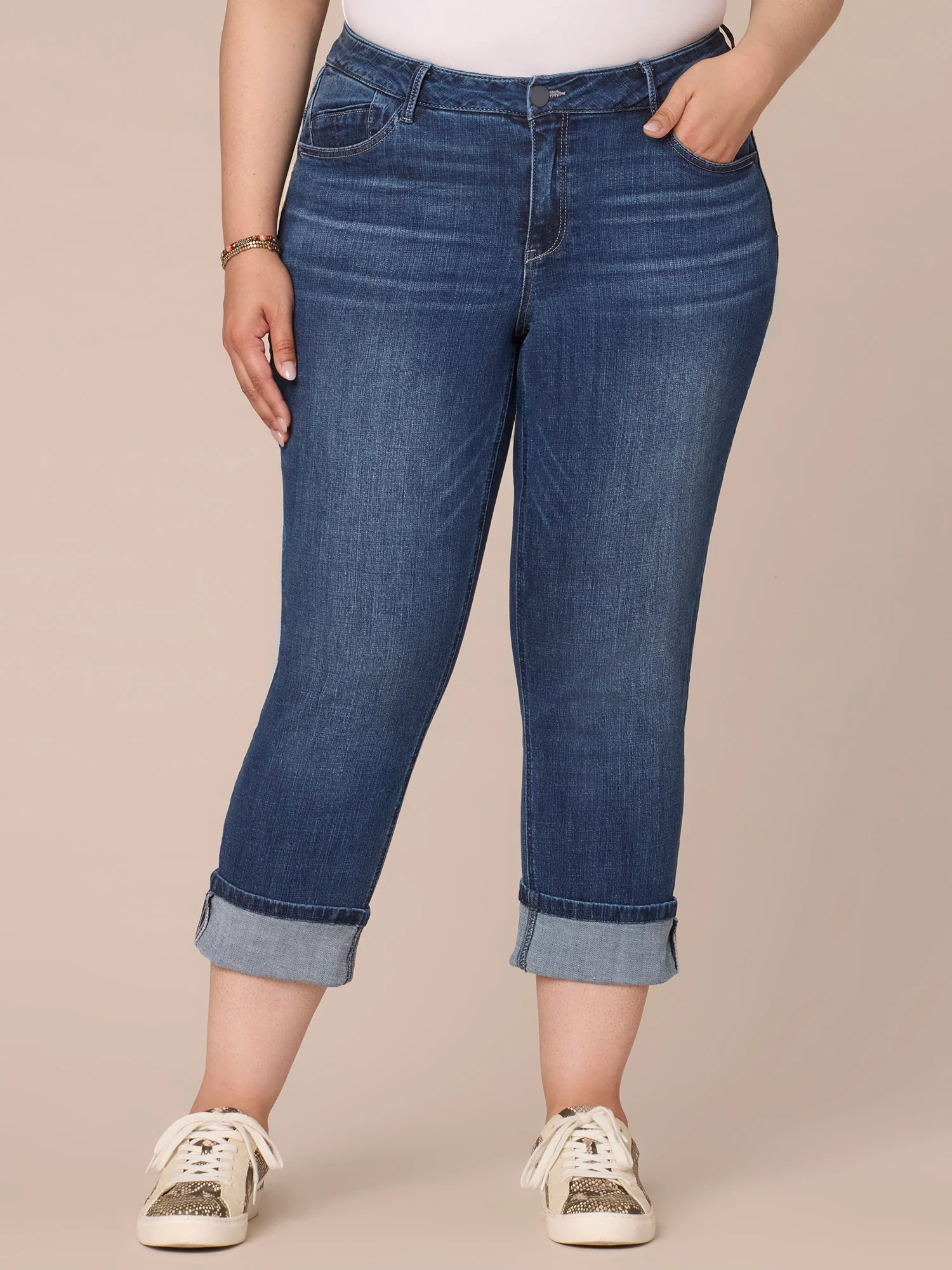 Flex-Ellent Cropped Girlfriend Plus Size Jeans - Legahigh