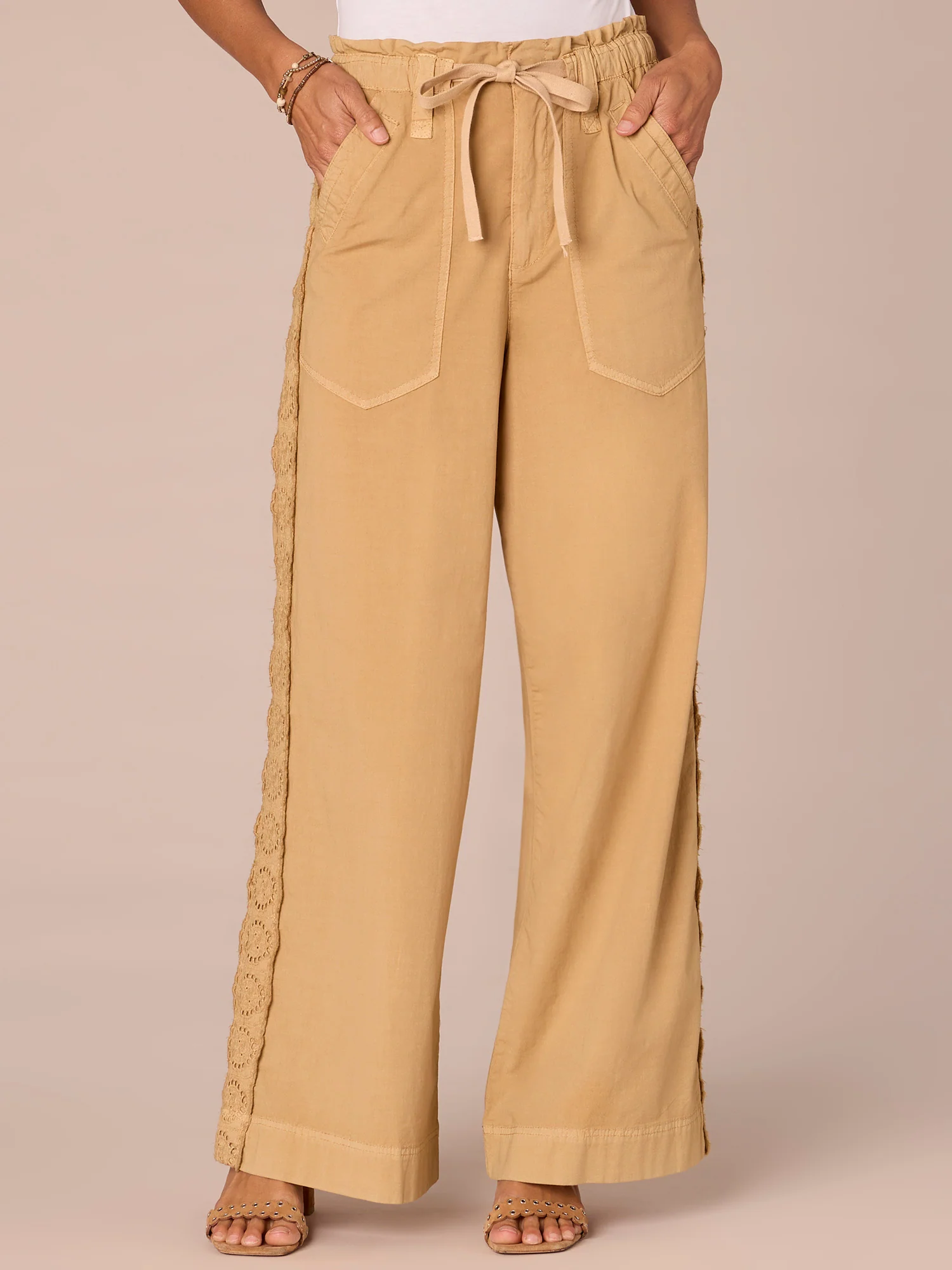 Skyrise Paper Bag Waist Utility Wide Leg Pants with Waist Tie - Legahigh