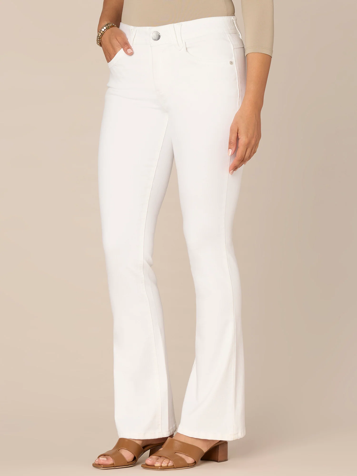 Optic White Denim Absolution Mid-Rise Aircord 3d Embroidery Itty Bitty Boot Jean - Legahigh