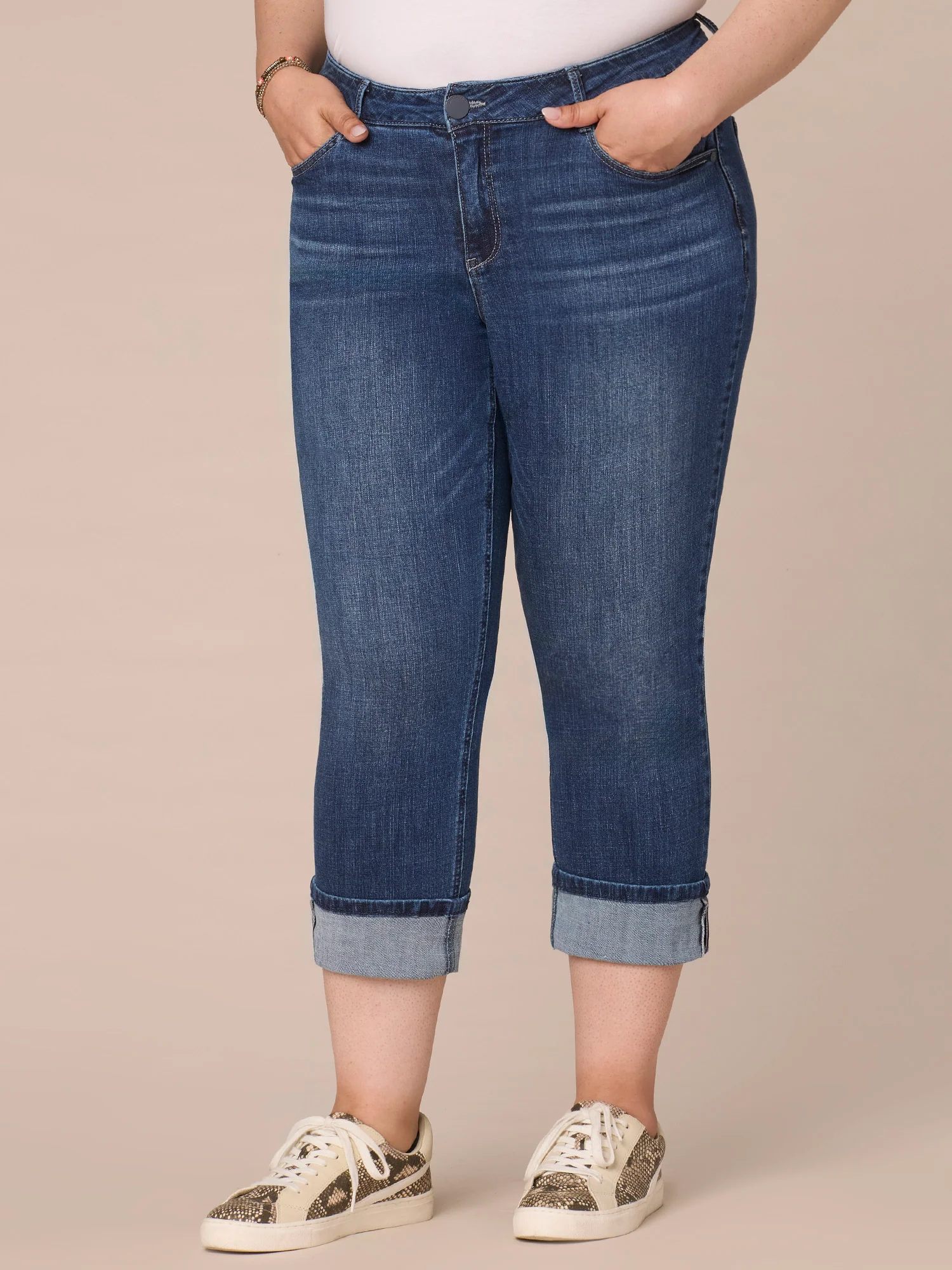 Flex-Ellent Cropped Girlfriend Plus Size Jeans - Legahigh