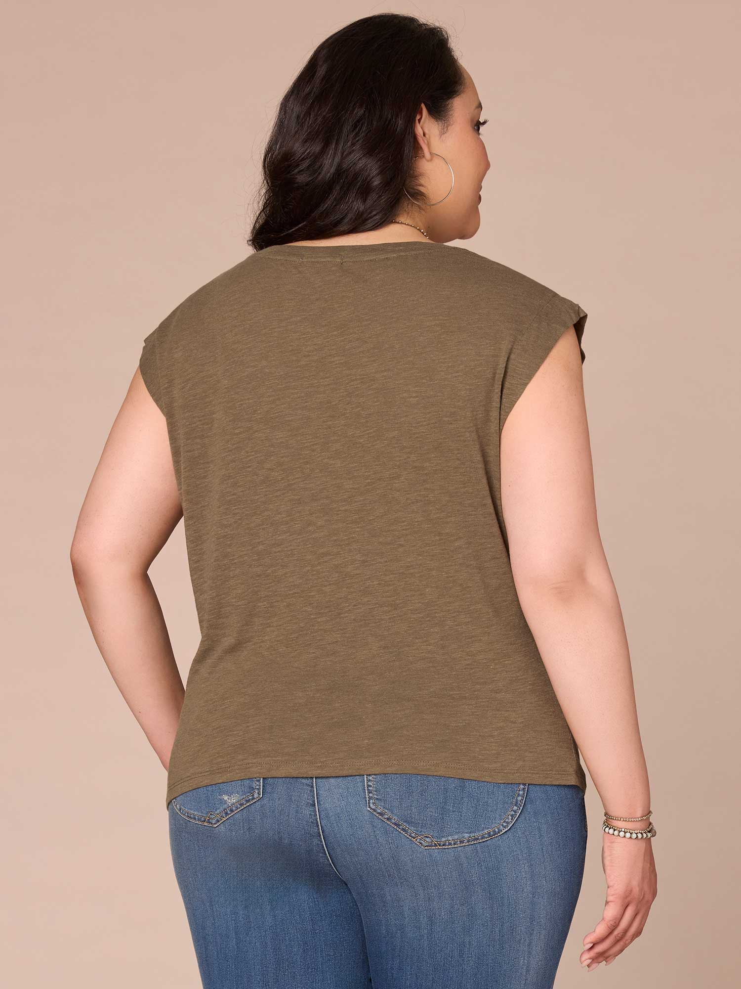 Cap Sleeve Scoop Neck Asymmetrical Ruching Printed Plus Size Knit Top - Legahigh