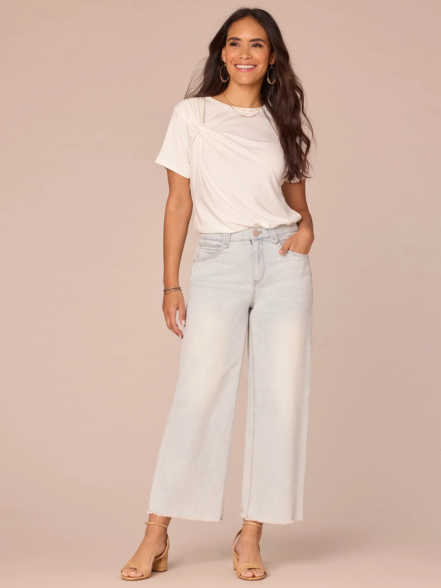 Short Sleeve Scoop Neck Asymmetrical Twist Knit Bodysuit - Legahigh