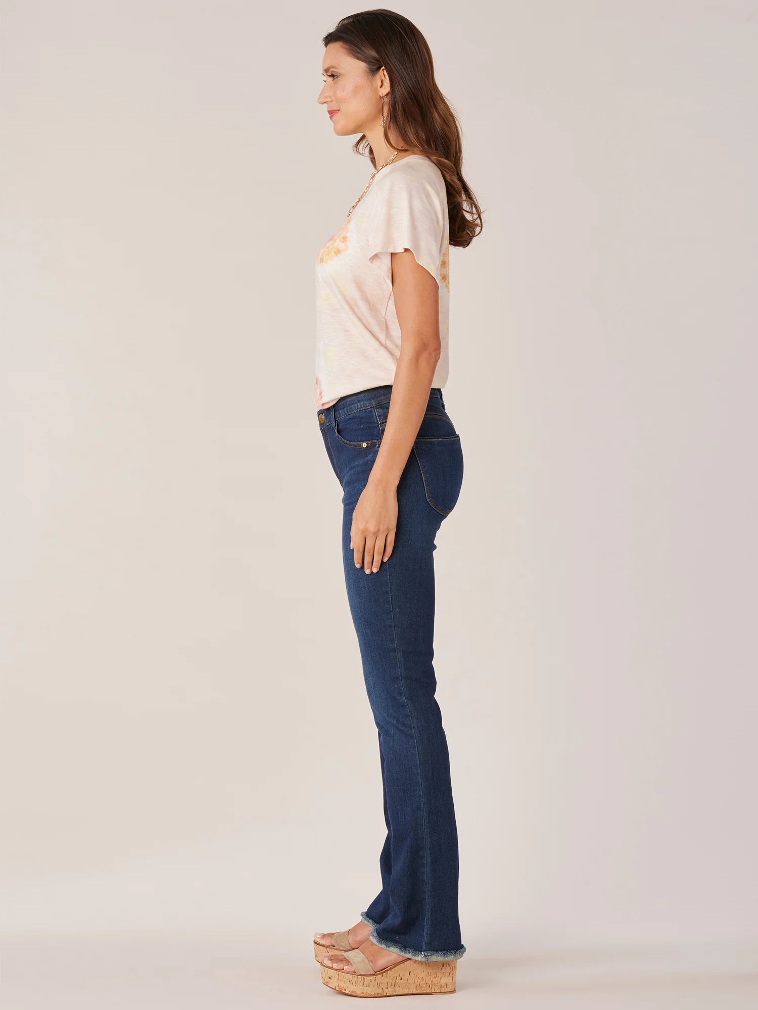 Short Sleeve Scoop Neck Placement Print Knit Boyfriend Tee - Legahigh