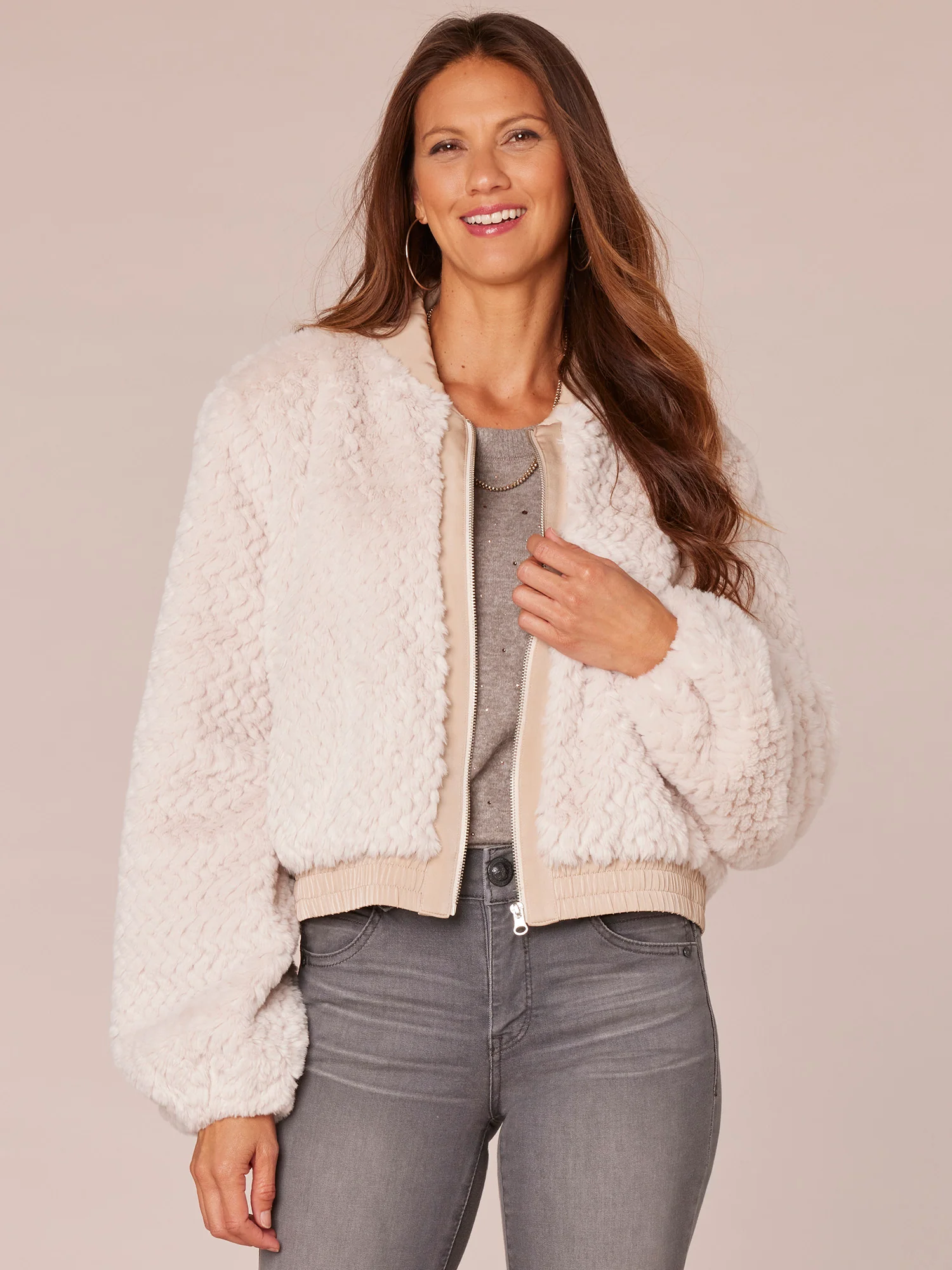 Long Sleeve Mock Neck Zip Front Cropped Bomber Jacket - Legahigh