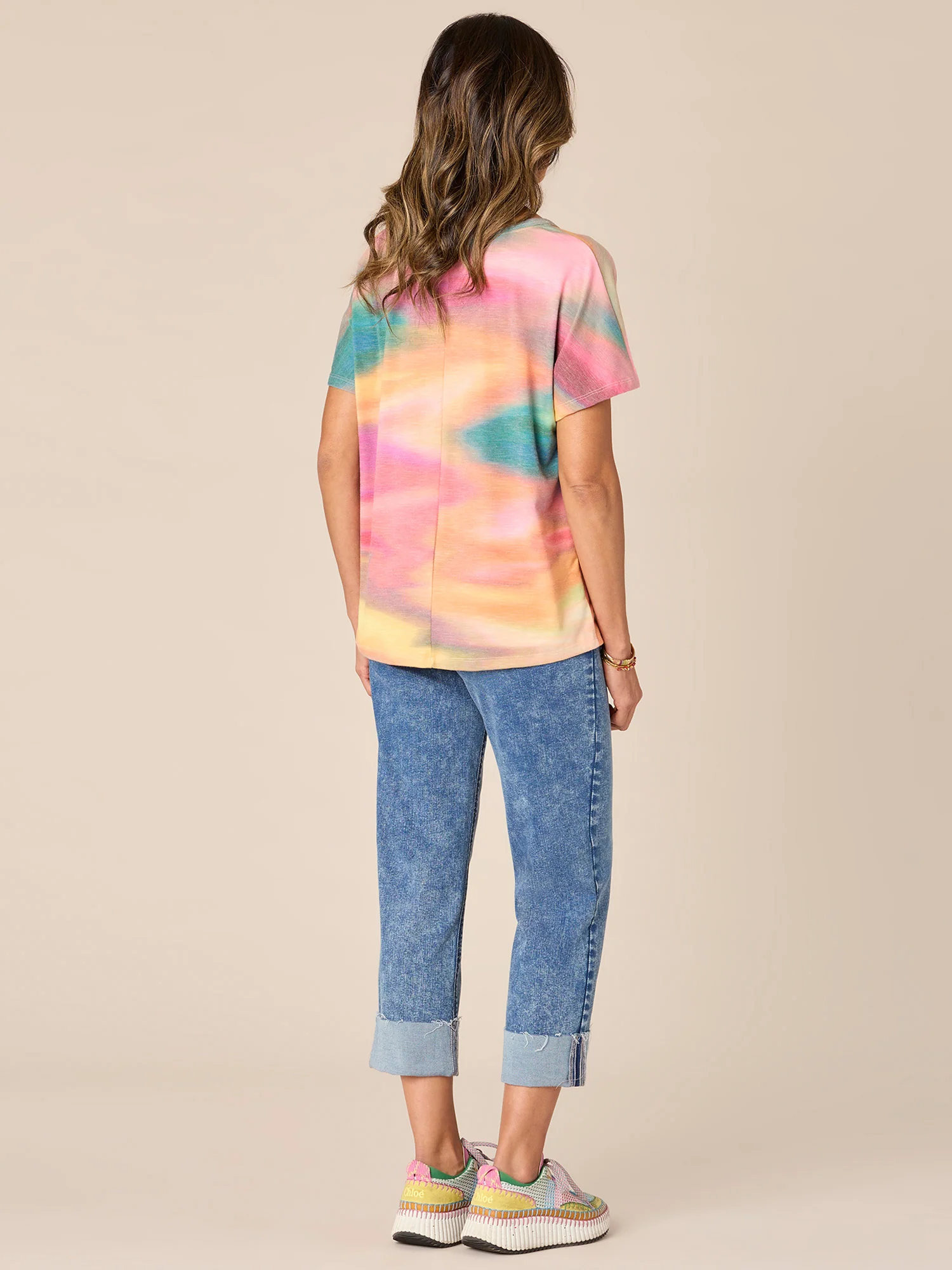 Short Sleeve Scoop Neck Twist Front Placement Print Petite Knit Top - Legahigh