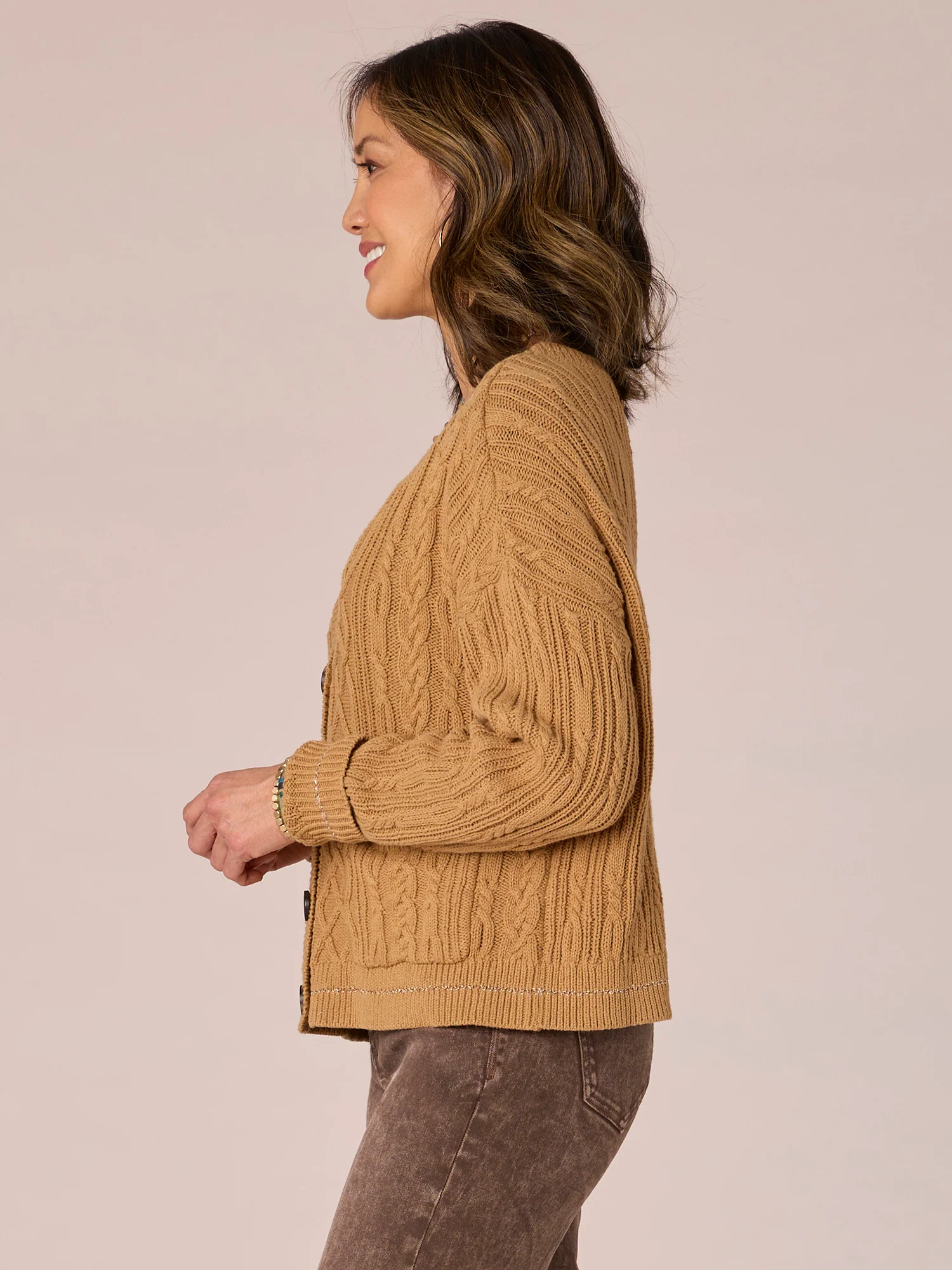 Long Sleeve Button Front Patch Pocket Sweater Cardigan - Legahigh