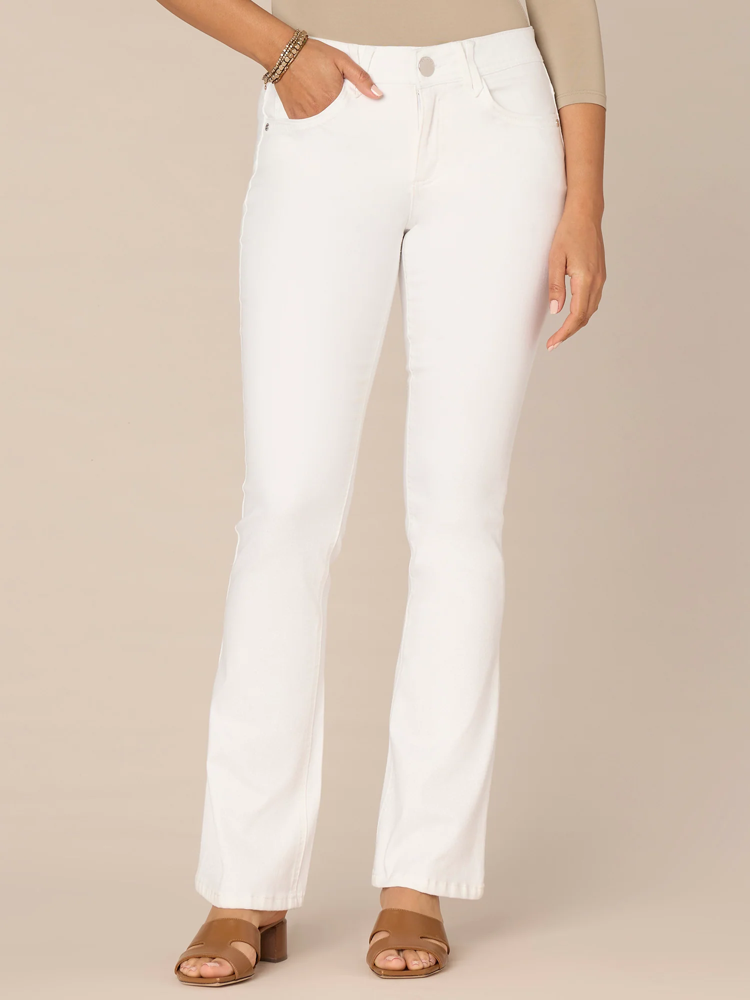 Optic White Denim Absolution Mid-Rise Aircord 3d Embroidery Itty Bitty Boot Jean - Legahigh