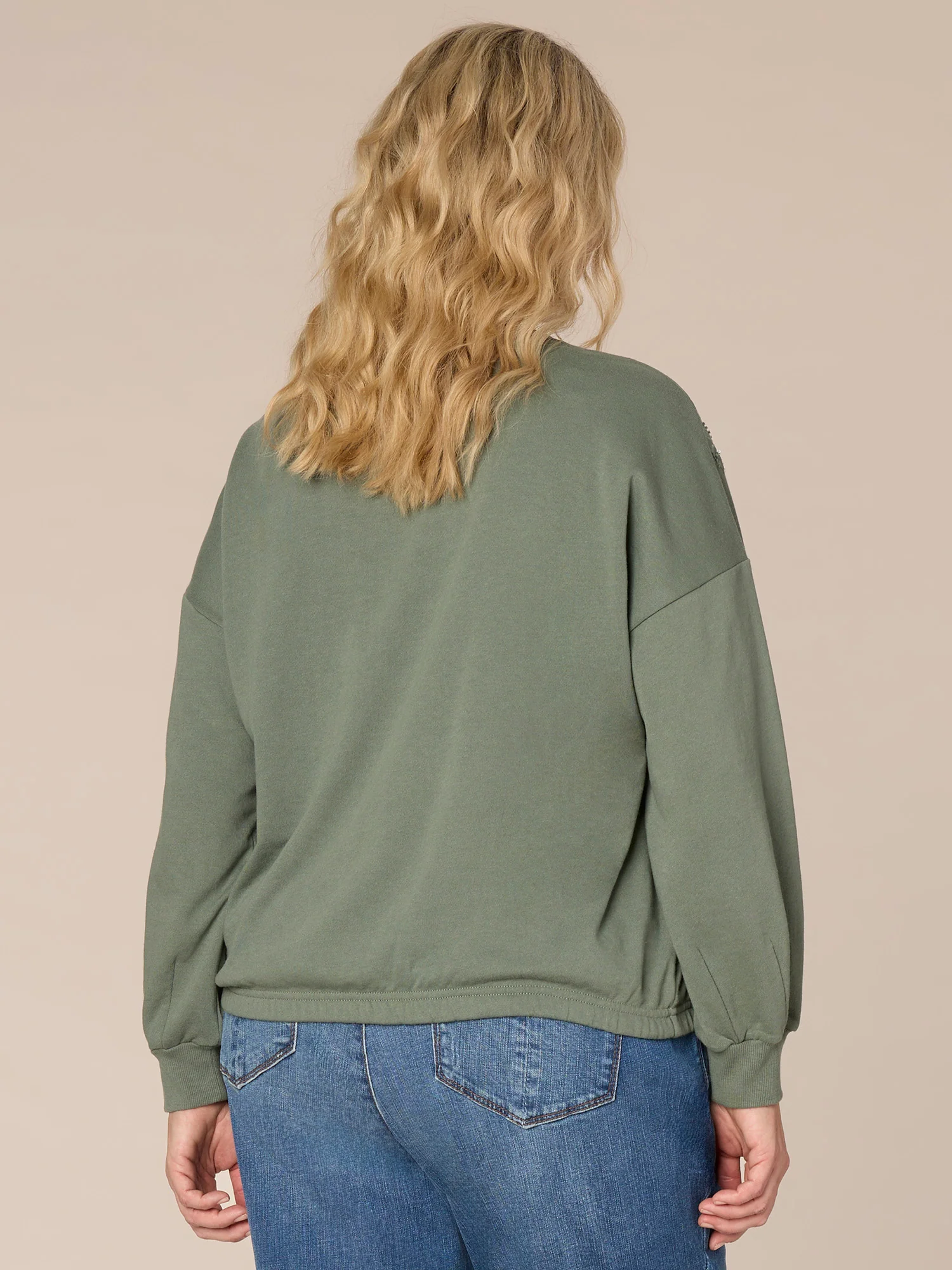 Drop Shoulder Sleeve Scoop Neck Die Cut Cased Hem Plus Size Knit Top - Legahigh