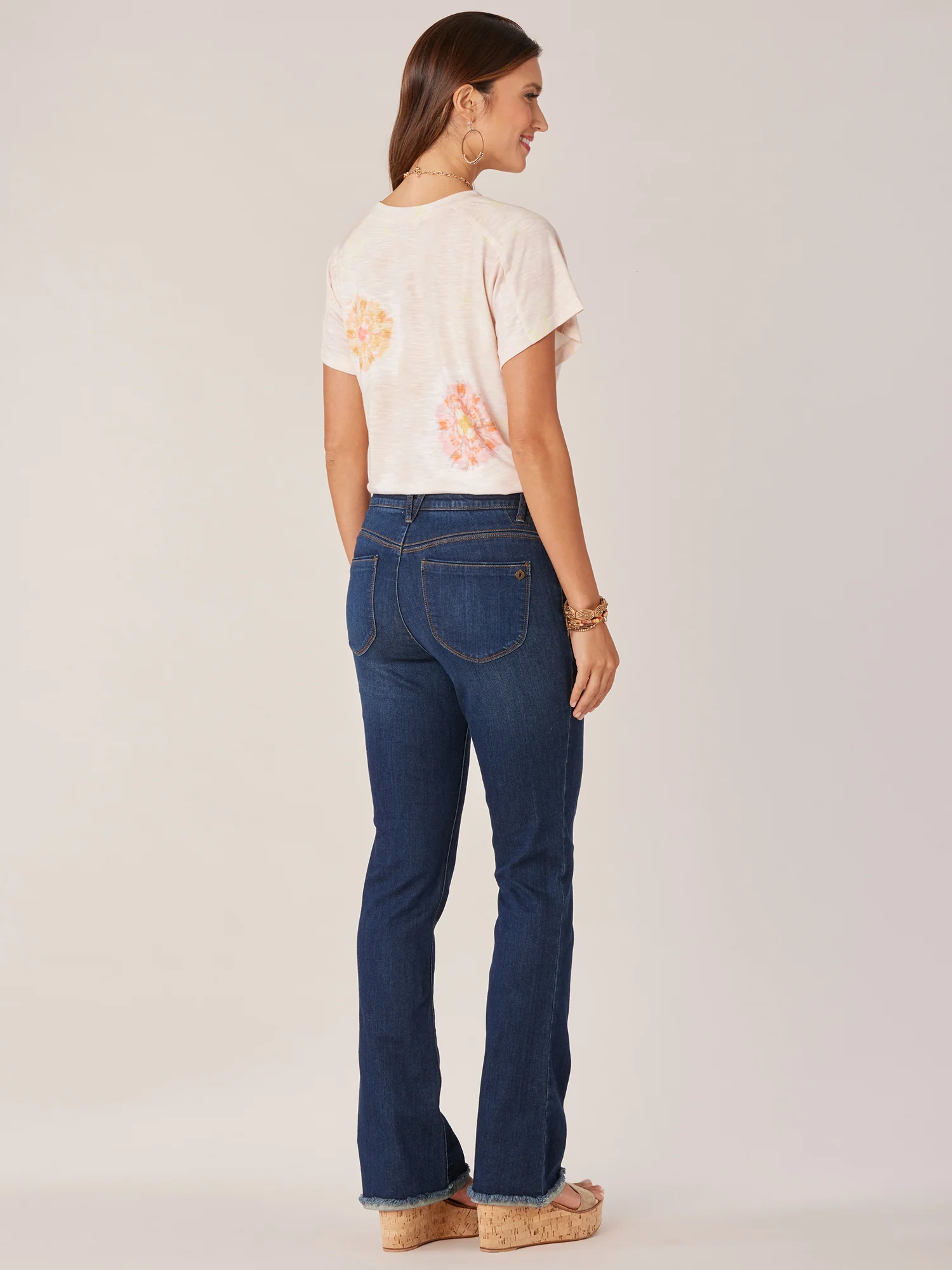 Short Sleeve Scoop Neck Placement Print Knit Boyfriend Tee - Legahigh