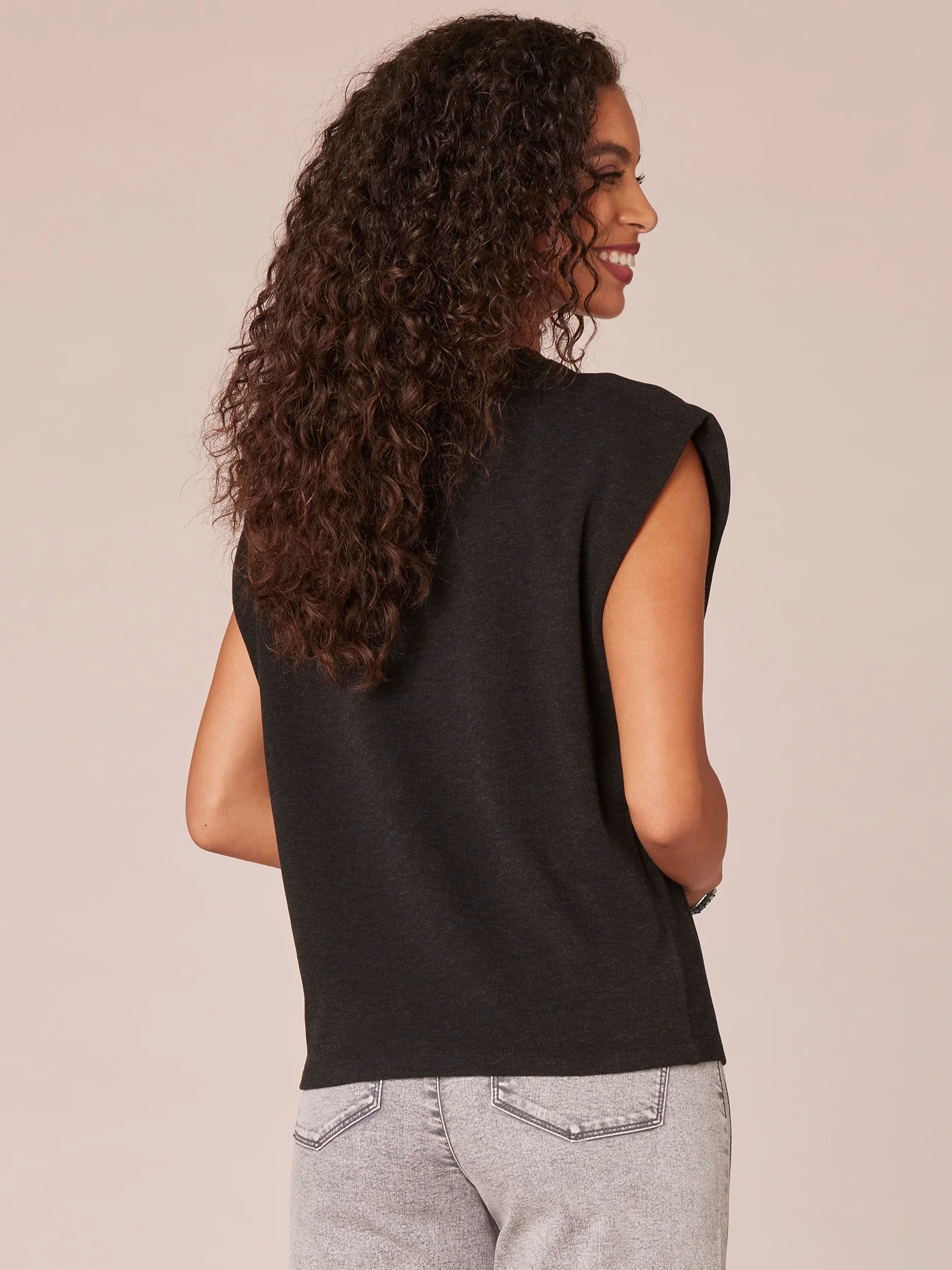 Extended Cap Sleeve Crew Neck Rhinestone Cutout Knit Top - Legahigh