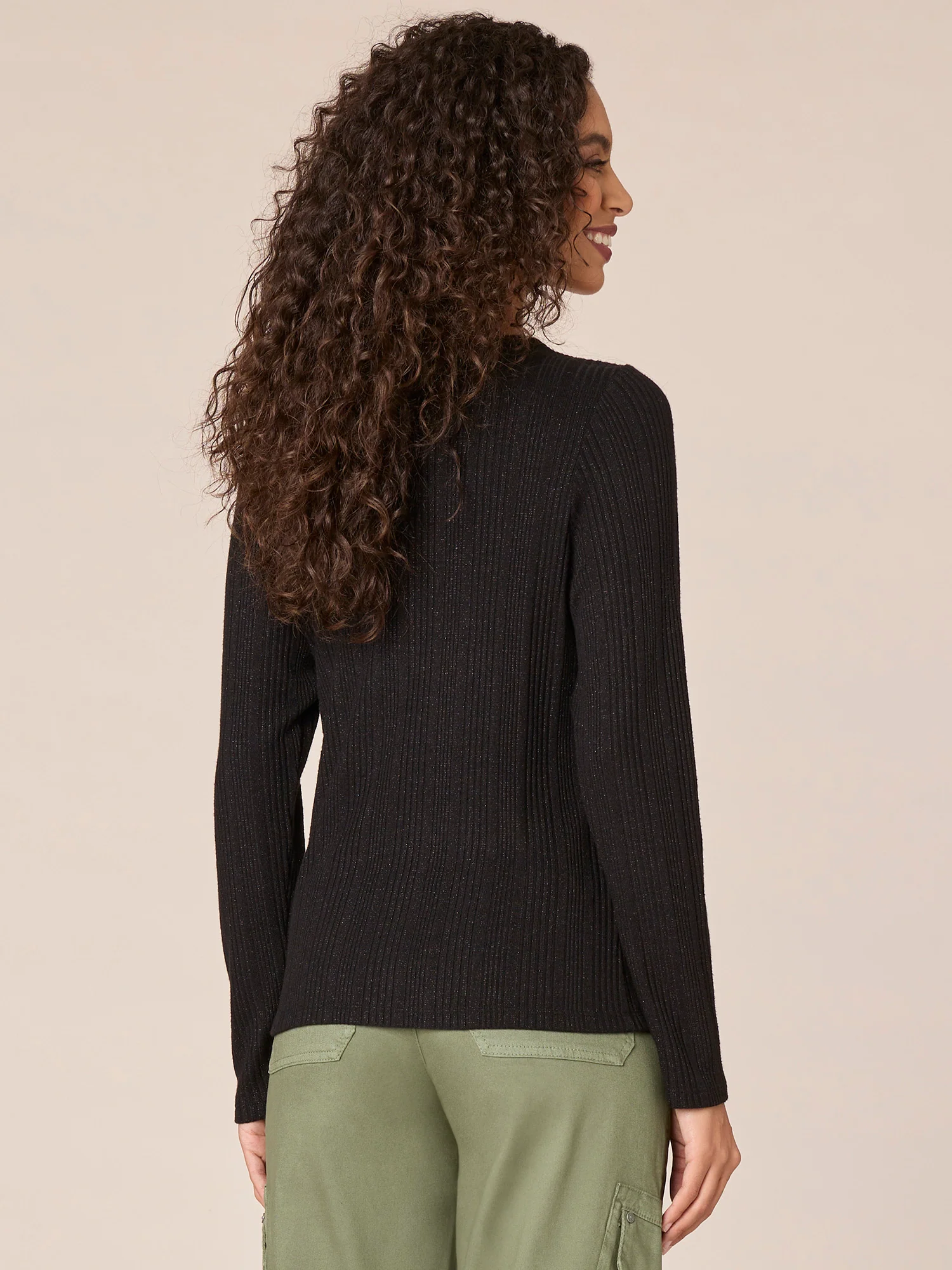 Long Raglan Sleeve Crew Neck Knit Top with Shoulder Cutout - Legahigh