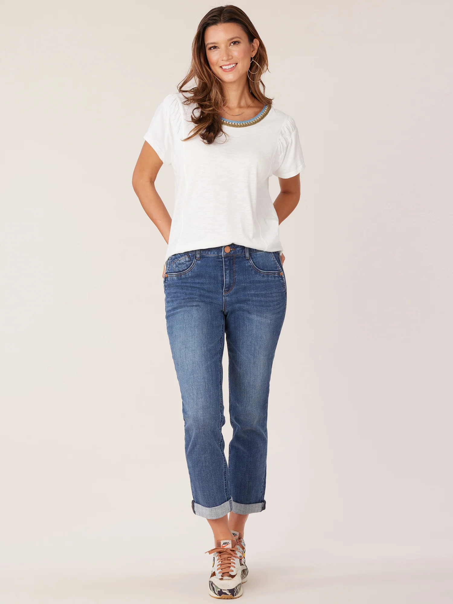 Short Flutter Sleeve Scoop Crochet Neck Knit Top with Ruched Armholes - Legahigh